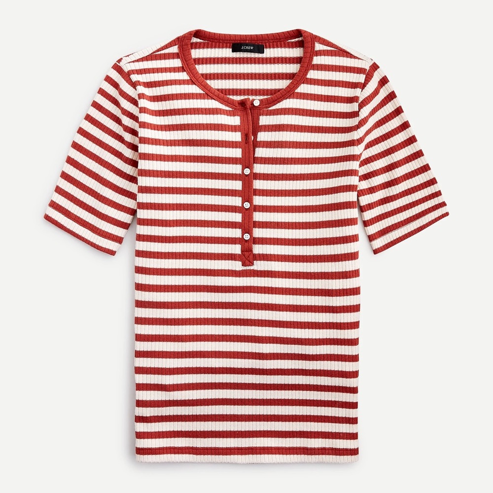 NWT J.crew Ribbed elbow-sleeve henley in stripe